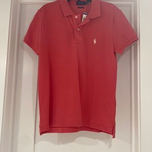 Red, Polo, with white embroidery logo, short sleeve